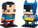 Close-up of BrickHeadz Superman and Batman.