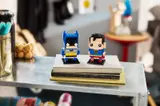 BrickHeadz Batman and Superman on display.