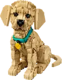 LEGO Golden Retriever Puppy sitting with collar.