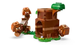 Goombas in action around the LEGO tree structure.