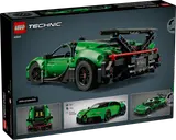 Back of LEGO Technic Bugatti Chiron box with dimensions and features.