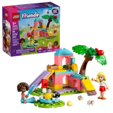Box art and assembled LEGO Friends set.