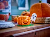 LEGO Halloween Pumpkin on dresser.