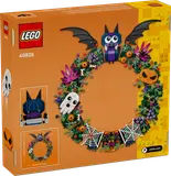 Back of LEGO Halloween Wreath box with dimensions.