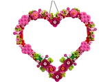 LEGO heart ornament with floral details.