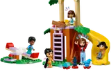 LEGO Friends treehouse with minifigures playing.