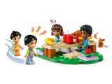 LEGO Friends minifigures at an outdoor picnic.
