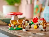 Close-up of LEGO hedgehog figures and accessories.