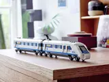 Train on wooden table.