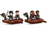 Close-up of student minifigures in boats.