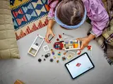 LEGO Camper Van disassembled with digital instructions.