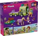 Back of the LEGO Friends set box with play scenario examples.