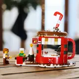 LEGO minifigures enjoying hot chocolate at the stand.