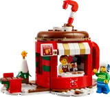 LEGO Hot Chocolate Stand with minifigures and festive details.