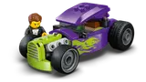 Minifigure interacts with hot rod.