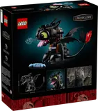 Back of LEGO Toothless box with dimensions.