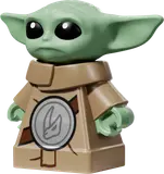 Close-up of Grogu LEGO minifigure.