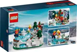 Back of LEGO 40416 Winter Skating Scene box showing play features.