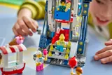 Minifigures at Ferris Wheel base.