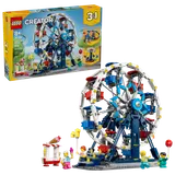 Box art and built LEGO Ferris Wheel.