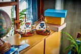Two pirate ships on cabinet.