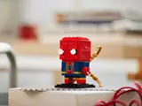 Detailed view of LEGO BrickHeadz Iron Spider-Man on a surface.