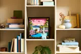Set on a bookshelf