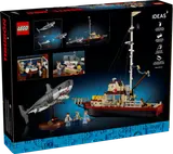 Back of LEGO Jaws box with features and dimensions.