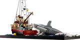Orca boat stern with 'ORCA' text and shark tail.