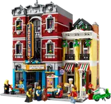 LEGO Jazz Club and pizzeria, front view with minifigures.