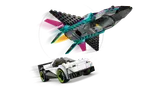Jet flying above car.