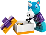 Julian opens a golden gift.