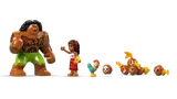 Moana, Maui, Heihei, and Kakamora minifigures.