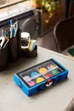 Closed LEGO badge case.