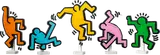 Five dancing figures.