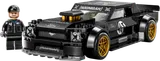 LEGO Hoonicorn car and Ken Block minifigure, front view.