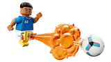 Mbappé minifigure kicking with power blast.