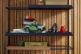 LEGO Land Rover Classic Defender 90 on display shelf.