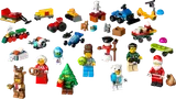 Full spread of LEGO City Advent Calendar 2025 contents.