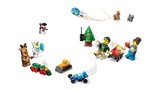 Dynamic scene with LEGO City Advent Calendar 2025 elements.