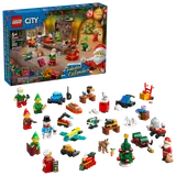 All 24 LEGO City Advent Calendar builds and minifigs.