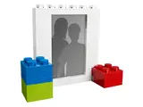 Vertical LEGO photo frame with bricks.