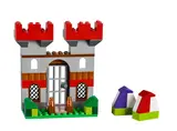 Grey and red LEGO castle.