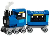 Blue LEGO train build.