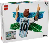 Back of LEGO Messi set box.