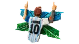 Angled LEGO Messi celebration build.