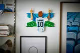LEGO Messi model as wall art.