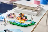 LEGO Messi set on desk.
