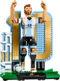 LEGO Lionel Messi figure celebrating.