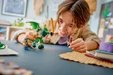Child playing with dragon mech